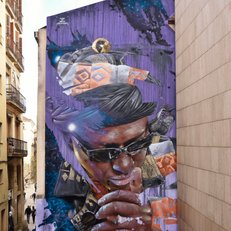 El graffiti como herramienta comunicativa de visibilización social big wall por artista barcelones conse homenjae a makha diop barcelona raval